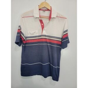 Mens Turnburry Classics Golf Polo Shirt M Striped Short Sleeve‎ Button Up